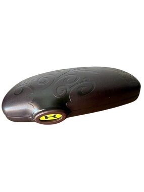 KOALI Black Brown Morel Clamshell Sunglasses Case Hard Filagree Eyeglasses Lime